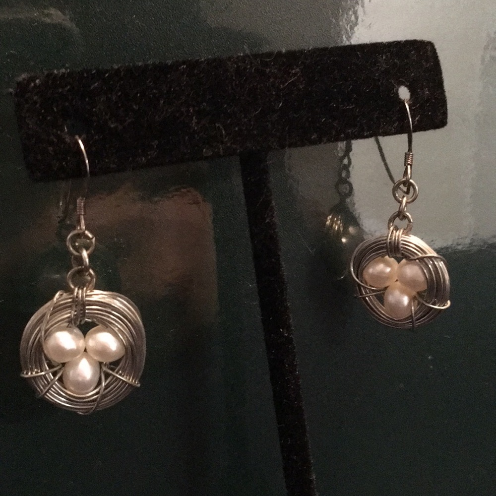Freshwater Pearl Nest Earrings w/Sterling hooks